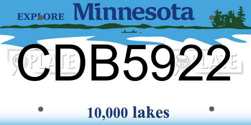 CDB5922 Minnesota License Plate