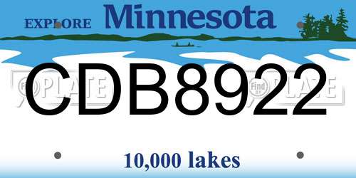 CDB8922 Minnesota License Plate