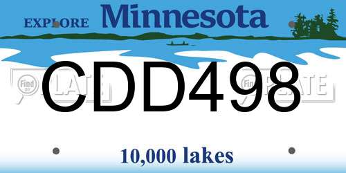 CDD498 Minnesota License Plate