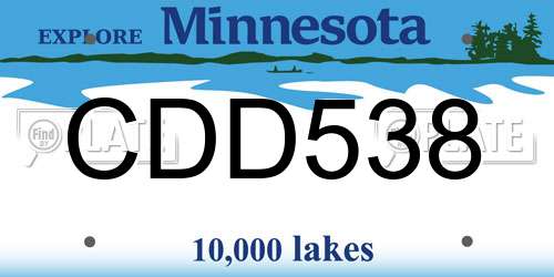 CDD538 Minnesota License Plate