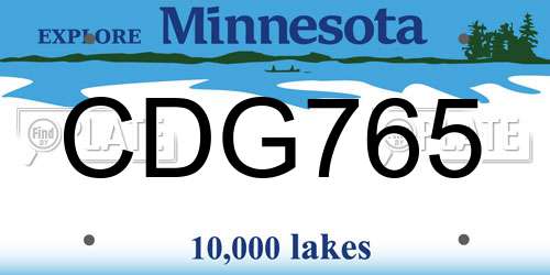 CDG765 Minnesota License Plate