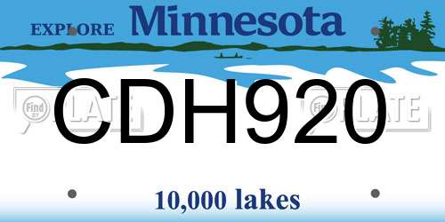 CDH920 Minnesota License Plate