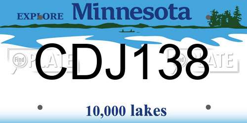 CDJ138 Minnesota License Plate