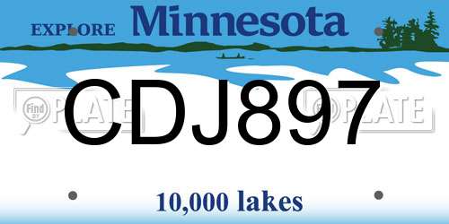 CDJ897 Minnesota License Plate
