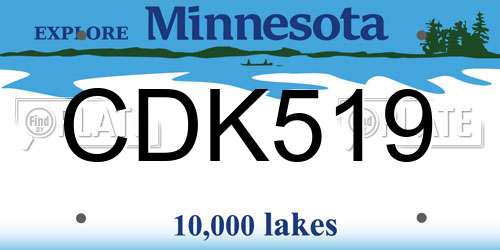 CDK519 Minnesota License Plate