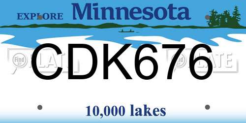 CDK676 Minnesota License Plate