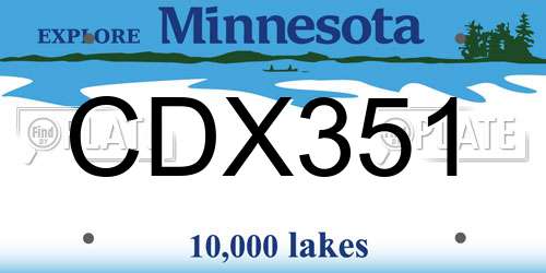 CDX351 Minnesota License Plate