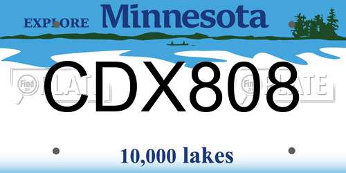 CDX808 Minnesota License Plate