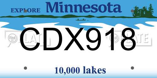 CDX918 Minnesota License Plate