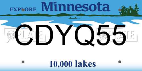 CDYQ55 Minnesota License Plate