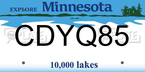 CDYQ85 Minnesota License Plate