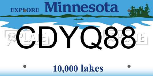 CDYQ88 Minnesota License Plate