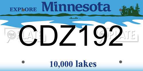 CDZ192 Minnesota License Plate