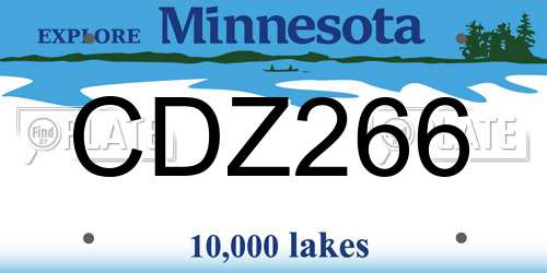 CDZ266 Minnesota License Plate