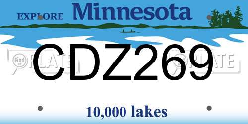 CDZ269 Minnesota License Plate