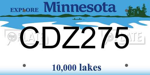 CDZ275 Minnesota License Plate