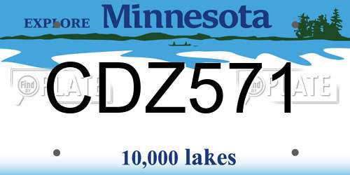CDZ571 Minnesota License Plate