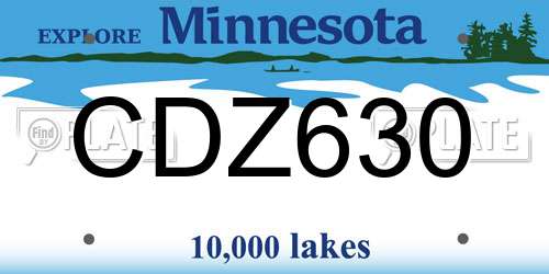 CDZ630 Minnesota License Plate
