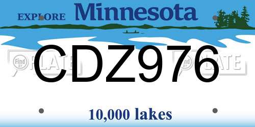 CDZ976 Minnesota License Plate