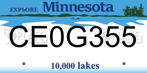 CE0G355 Minnesota License Plate