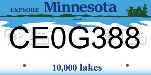 CE0G388 Minnesota License Plate