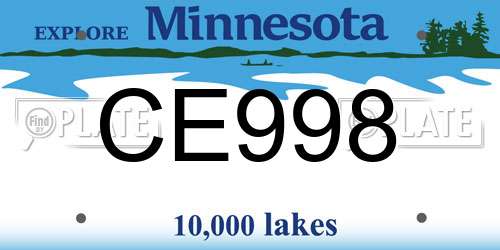 CE998 Minnesota License Plate