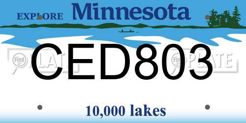 CED803 Minnesota License Plate