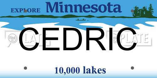CEDRIC Minnesota License Plate