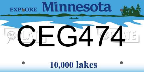 CEG474 Minnesota License Plate