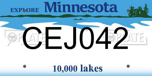 CEJ042 Minnesota License Plate