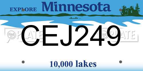 CEJ249 Minnesota License Plate