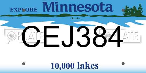 CEJ384 Minnesota License Plate