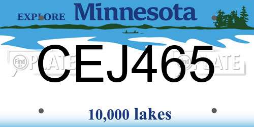 CEJ465 Minnesota License Plate
