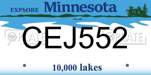 CEJ552 Minnesota License Plate
