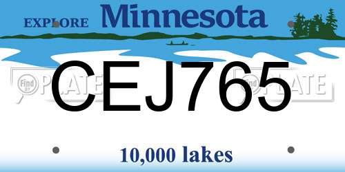 CEJ765 Minnesota License Plate