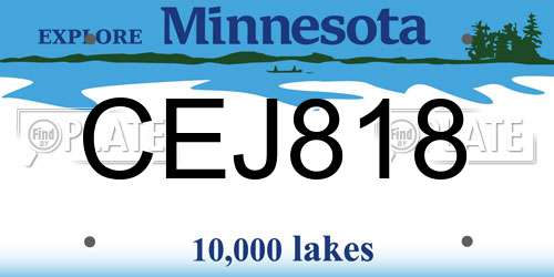CEJ818 Minnesota License Plate
