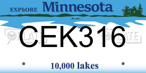 CEK316 Minnesota License Plate