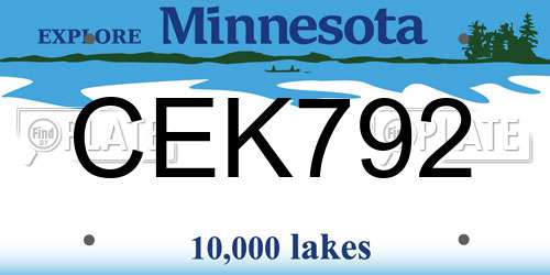 CEK792 Minnesota License Plate