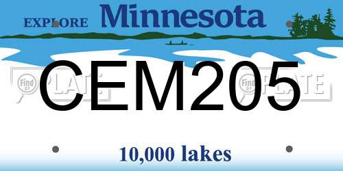 CEM205 Minnesota License Plate