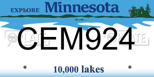 CEM924 Minnesota License Plate