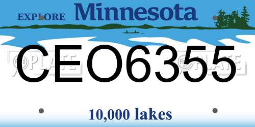 CEO6355 Minnesota License Plate