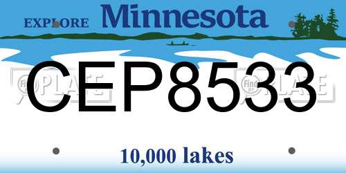 CEP8533 Minnesota License Plate