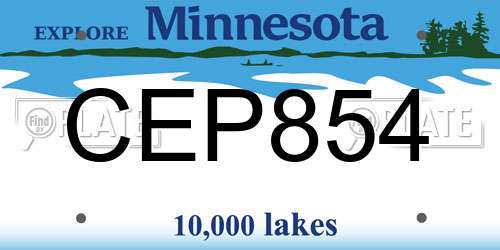 CEP854 Minnesota License Plate