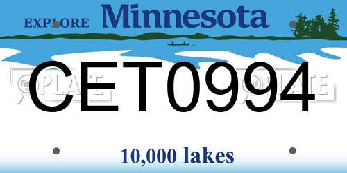 CET0994 Minnesota License Plate