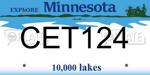 CET124 Minnesota License Plate