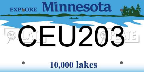 CEU203 Minnesota License Plate