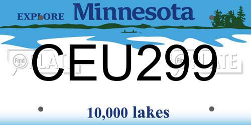 CEU299 Minnesota License Plate