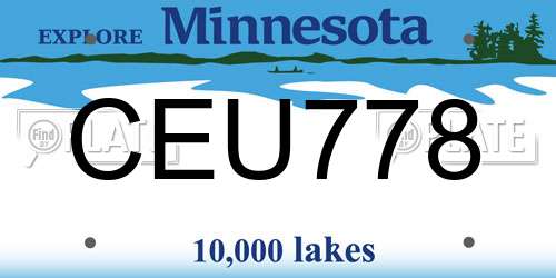 CEU778 Minnesota License Plate