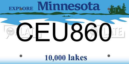 CEU860 Minnesota License Plate
