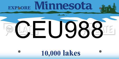 CEU988 Minnesota License Plate